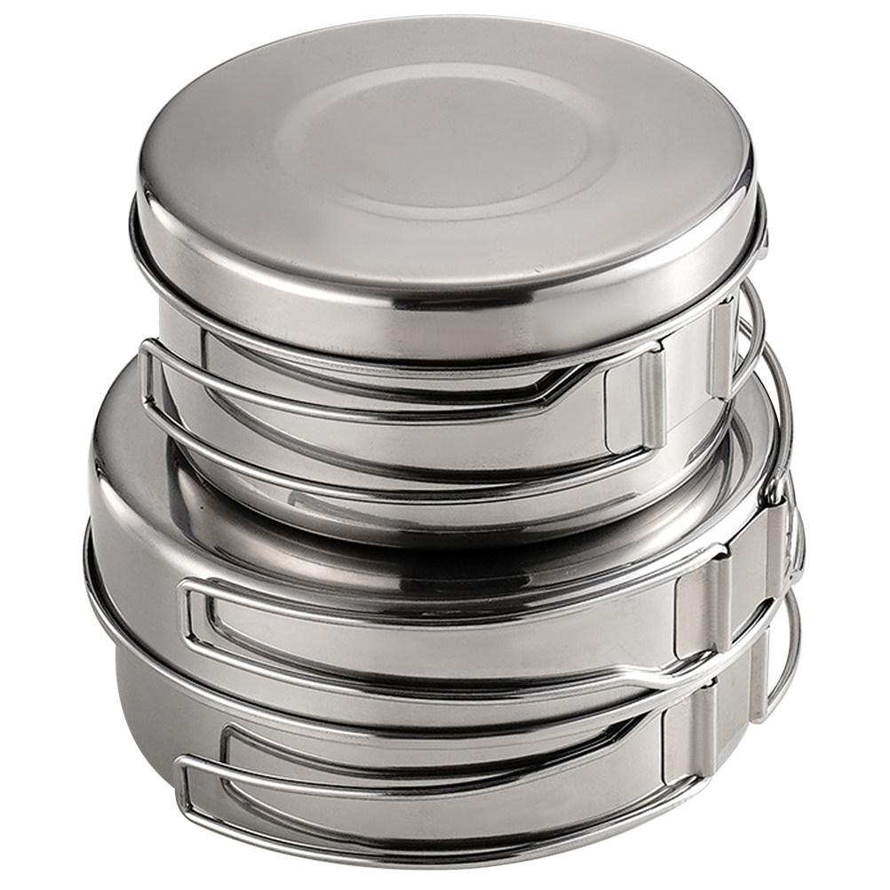 Camping Lightweight Cooking Pot - 1Set Stainless Steel Camping Cookware Set