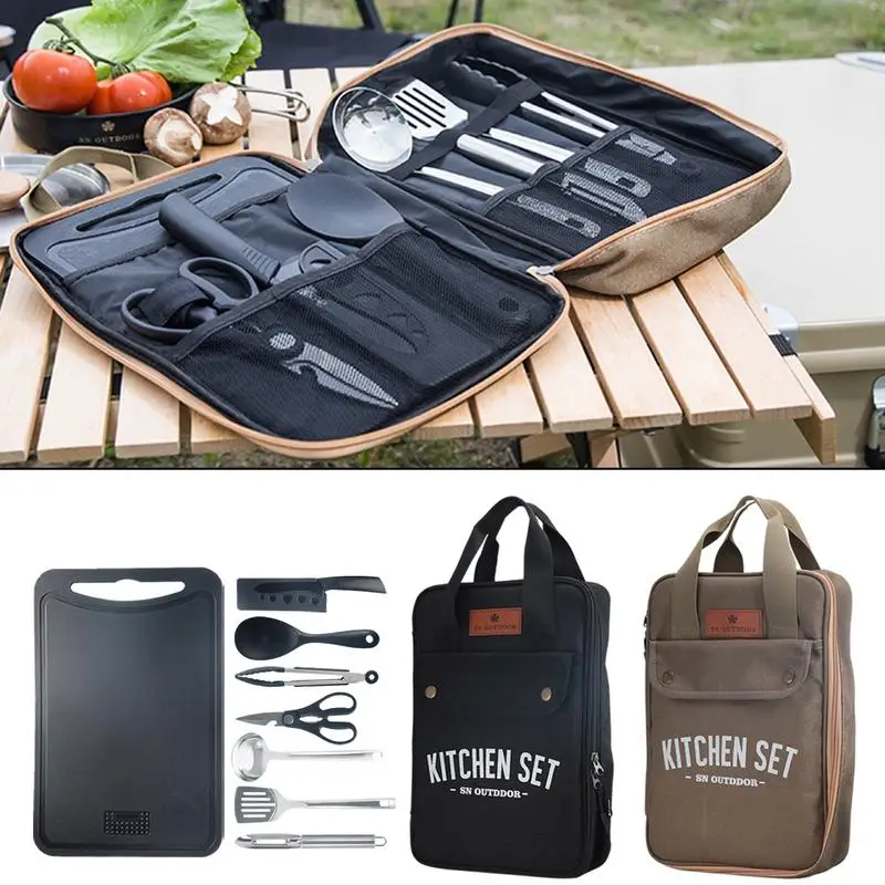 Camping Cooking Cylinder - 8pcs Camping Kitchen Cookware Set Portable