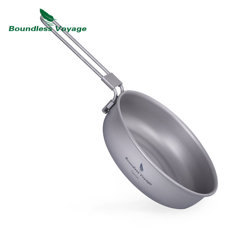 Camping Cooking Pot - Boundless Voyage Ultra-light Titanium Frying Pan