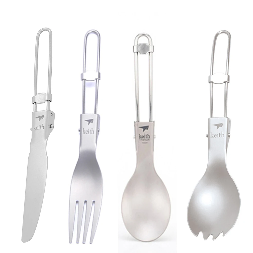 Camping Cooking Full Set - Keith Outdoor Titanium Folding Spoon Spork