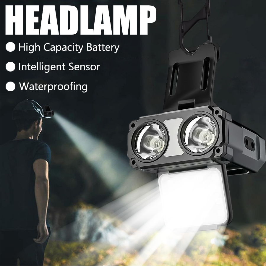 Camping Cooking Fish - Sensor COB LED Headlamp Cap Clip