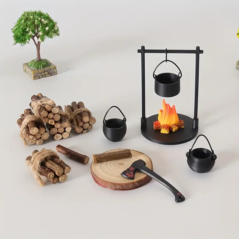Camping Cooking Accessories - Mini Campfire Hanging Stove Pot Dollhouse