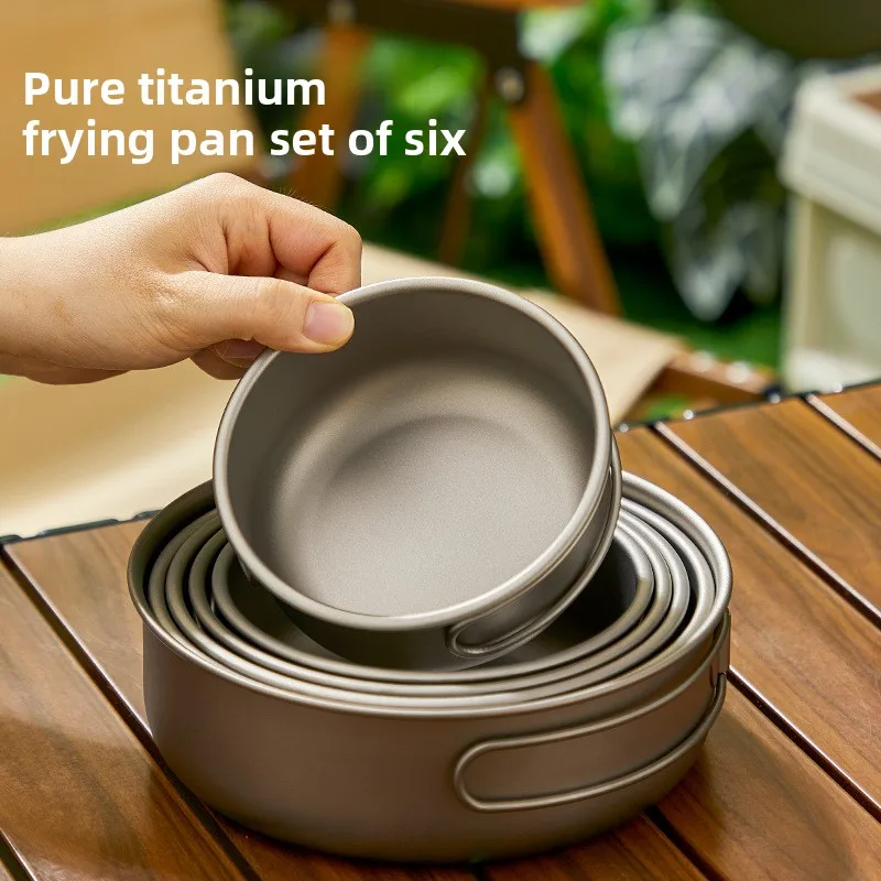 Camping Lightweight Cooking Pot - Titanium Outdoor Pot Set Picnic Camping