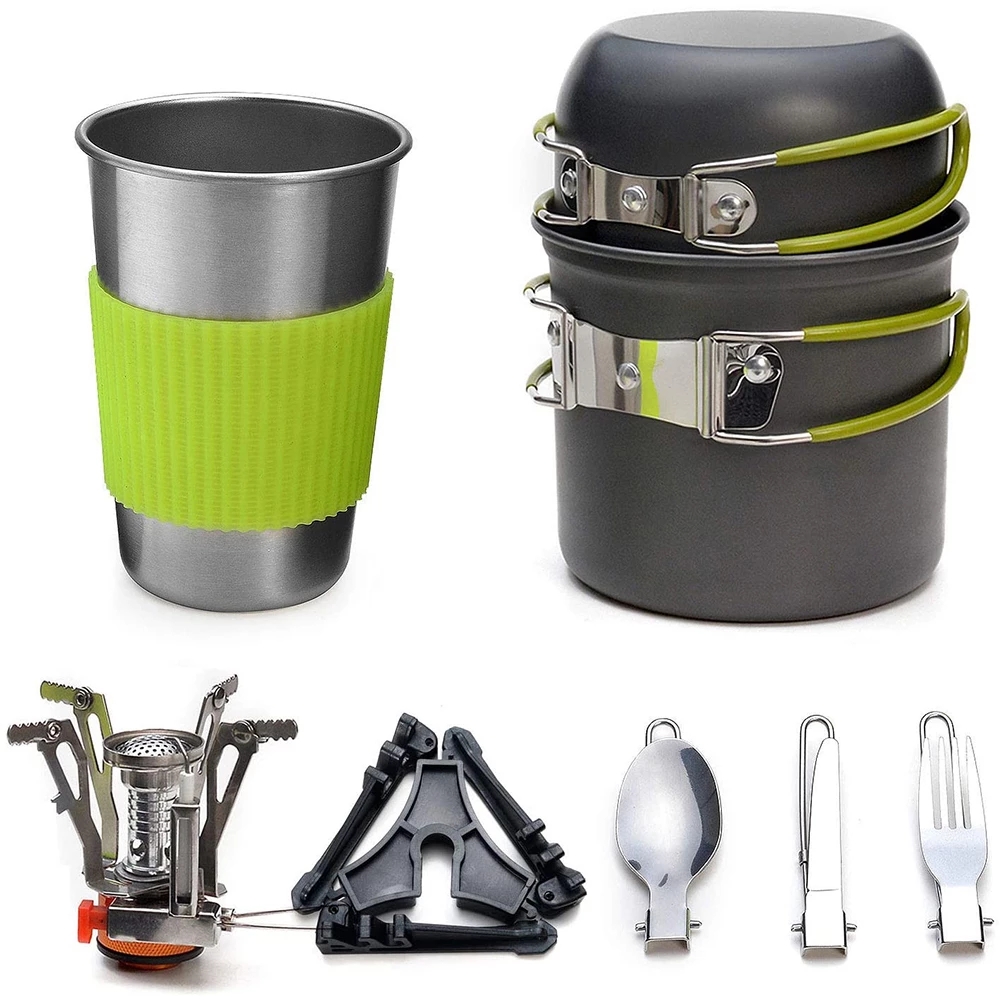 Camping Cooking Accessories Set - Camping Cookware Kit with Stove Outdoor