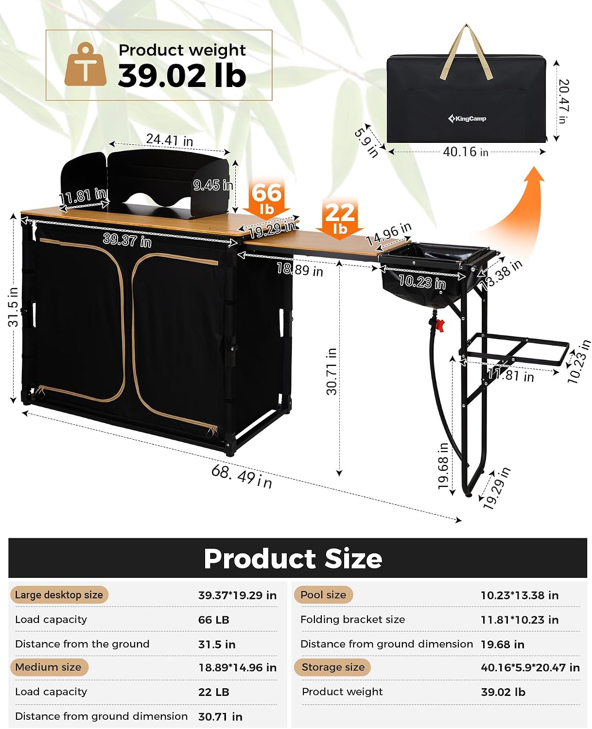 Bamboo Camp Kitchen Station Fo - огляд і ціна Camping Cooking Table With Windshield