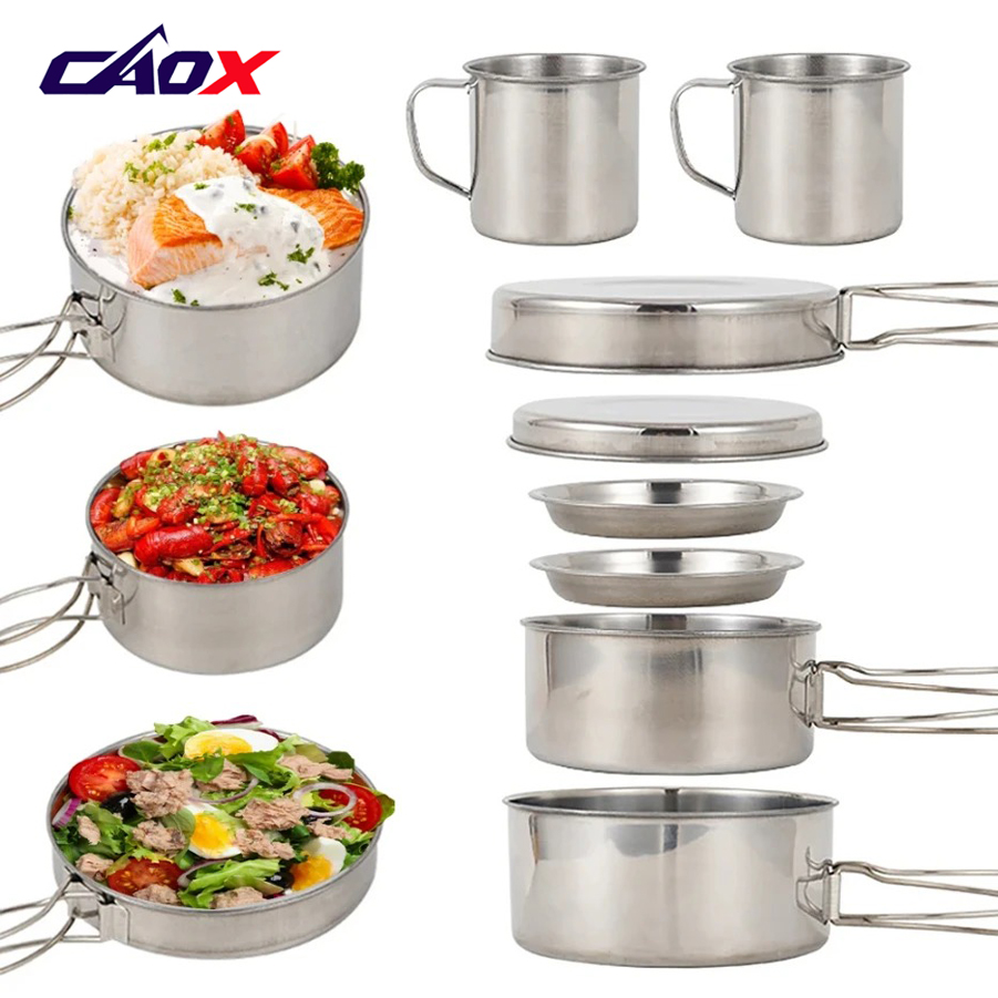 CAOX 8pcs/Set Camping Cookware - огляд і ціна Camping Cooking Hot Plate