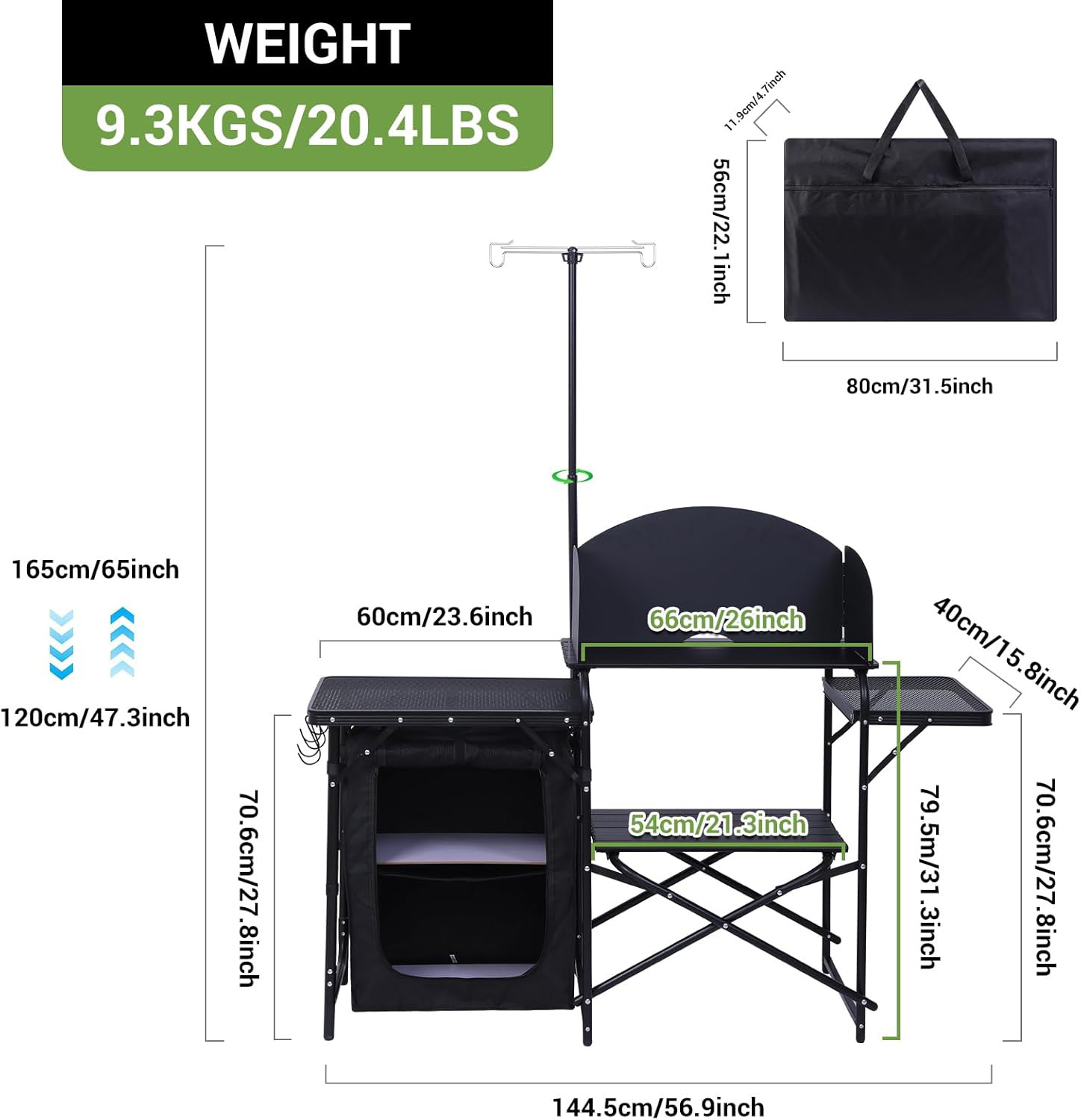 Camping Kitchen Station, Foldi - огляд і ціна Camping Cooking Table With Windshield
