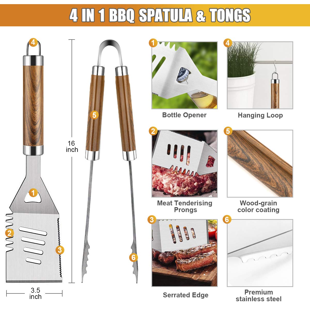 38PCS BBQ Grill Accessories Se - огляд і ціна Camping Cooking Accessories Set