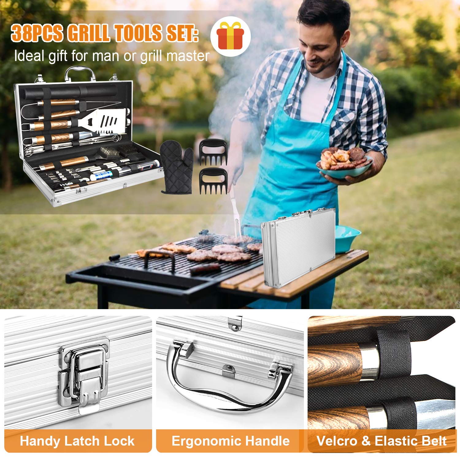 38PCS BBQ Grill Accessories Se - огляд і ціна Camping Cooking Accessories Set