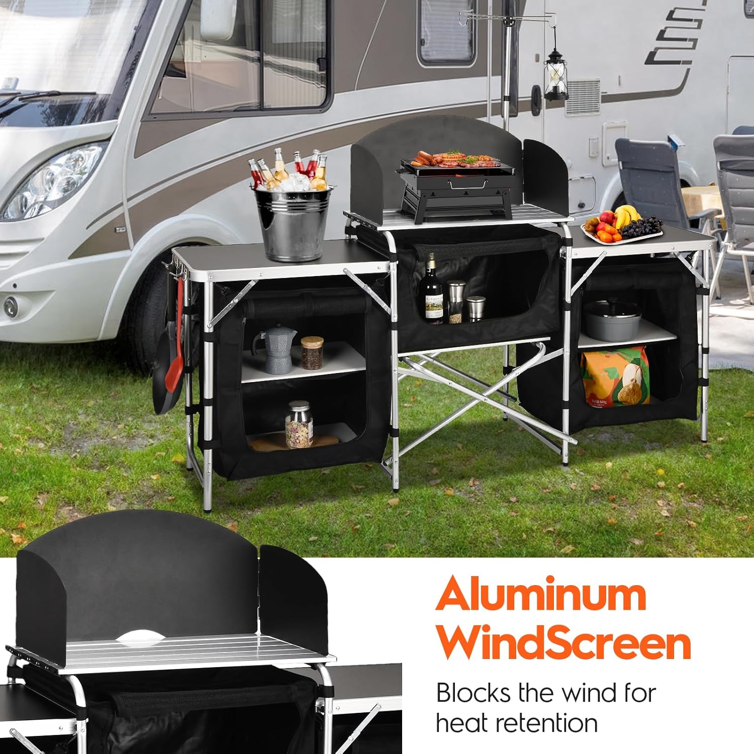 Custom Versatile 3 Cabinets Re - огляд і ціна Camping Cooking Table With Windshield