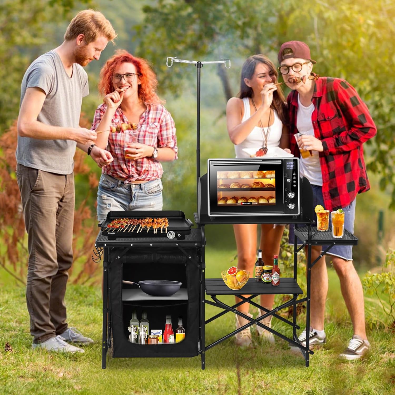 Portable Foldable Camping Kitc - огляд і ціна Camping Cooking Table With Windshield