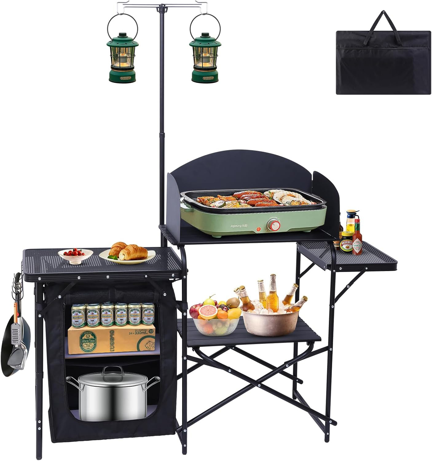 Camping Kitchen Station, Foldi - огляд і ціна Camping Cooking Table With Windshield
