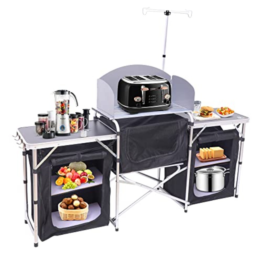 Camping Kitchen Table, Folding - огляд і ціна Camping Cooking Table With Windshield
