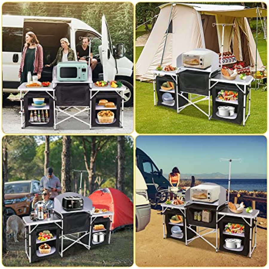 Camping Kitchen Table, Folding - огляд і ціна Camping Cooking Table With Windshield