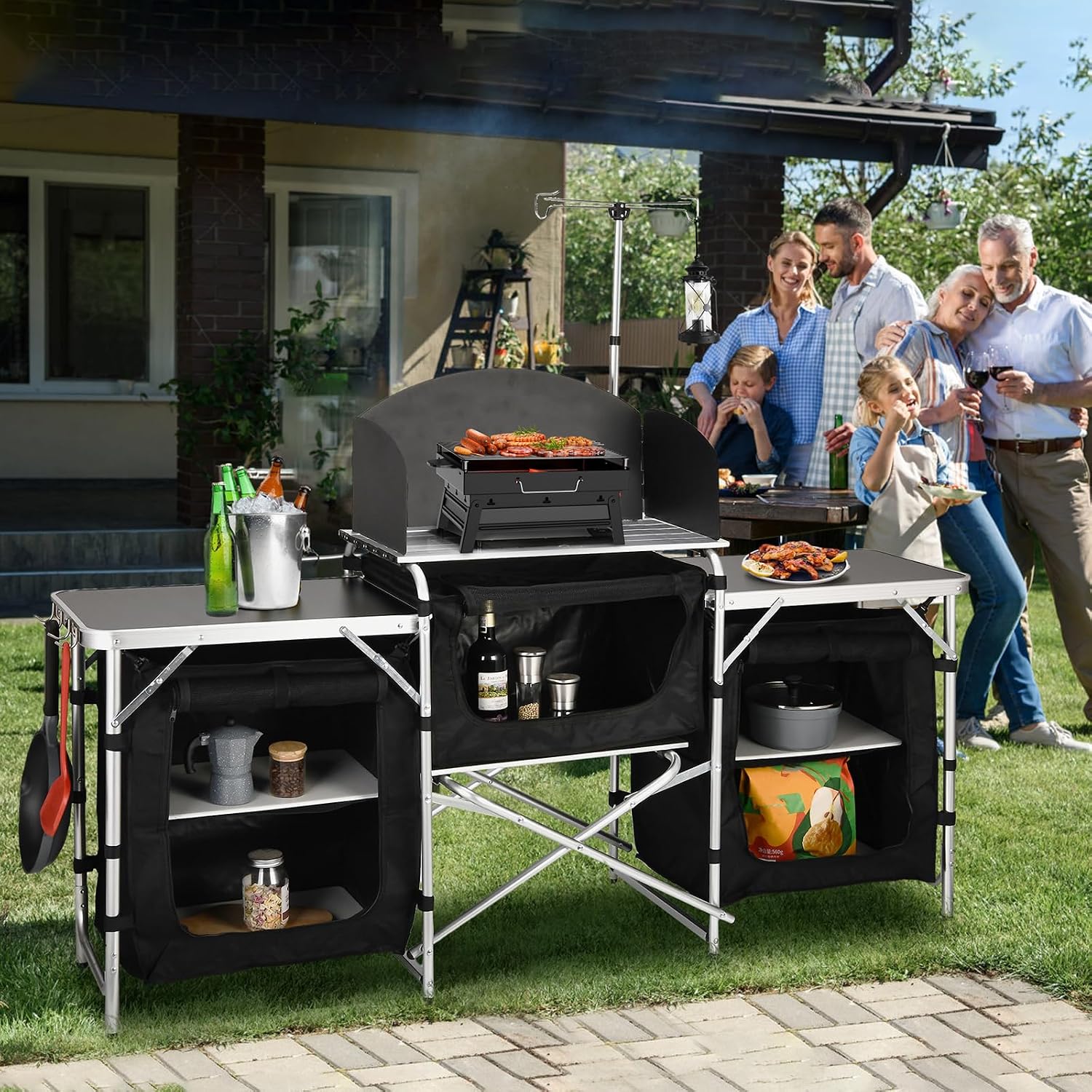 Folding Camping Kitchen Table  - огляд і ціна Camping Cooking Table With Windshield
