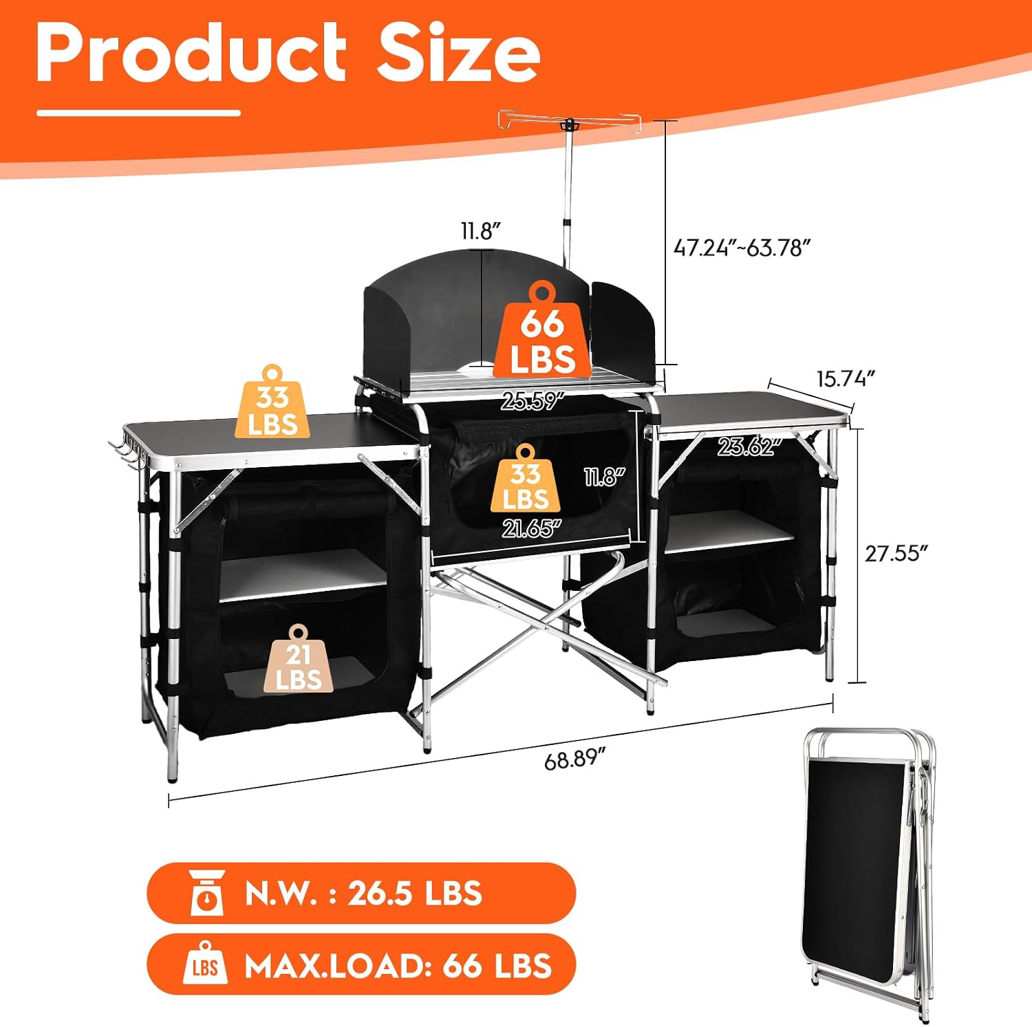 Folding Camping Kitchen Table  - огляд і ціна Camping Cooking Table With Windshield