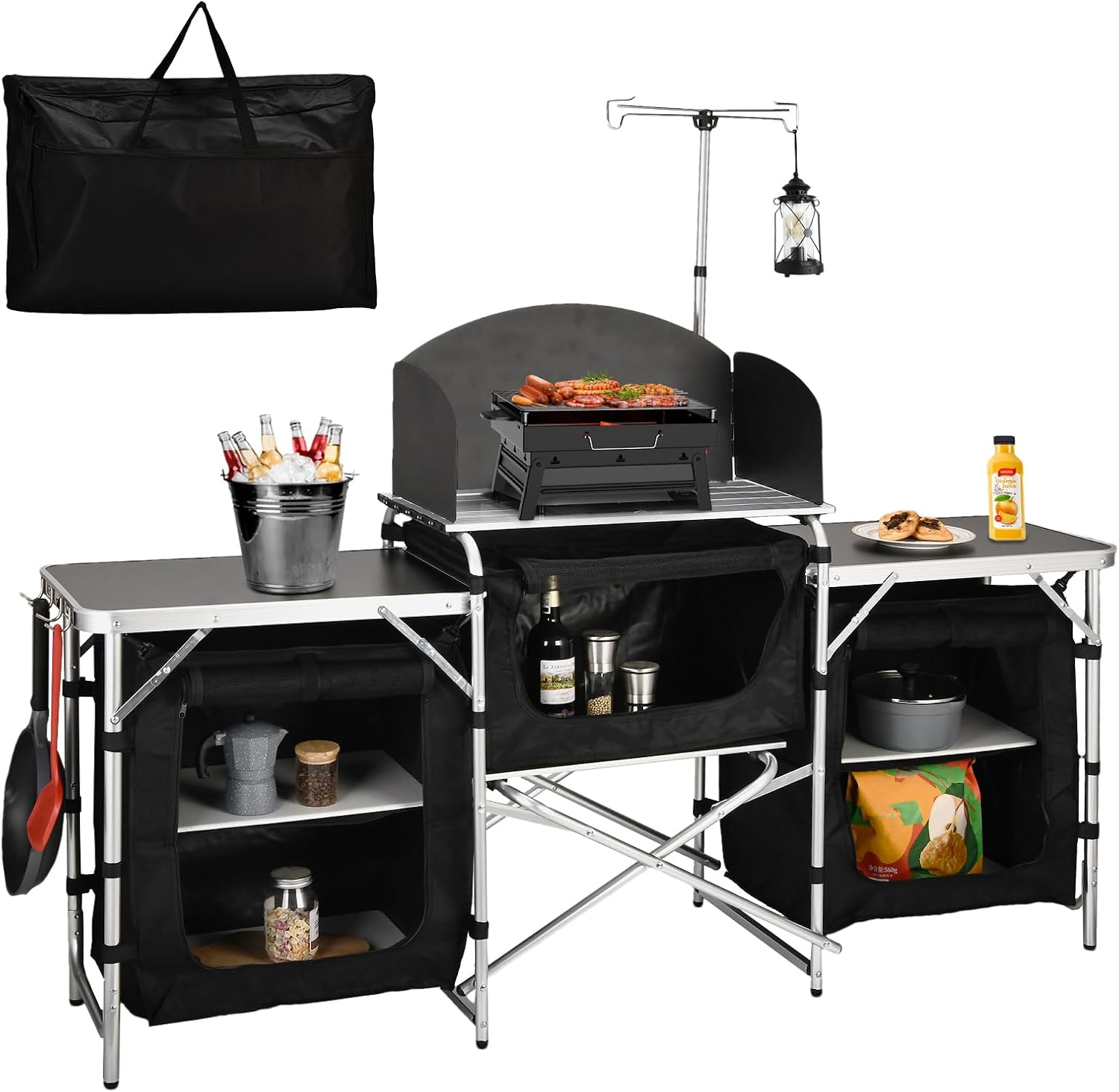 Aluminum Folding Camping Kitch - огляд і ціна Camping Cooking Table With Windshield